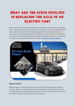 What are the steps involved in replacing the axle of an electric car