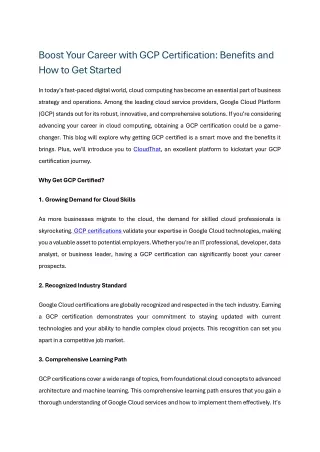 Boost Your Career with GCP Certification