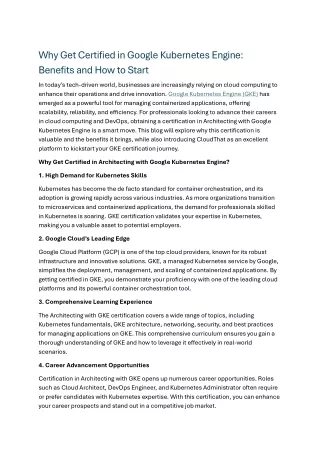 Why Get Certified in Google Kubernetes Engine