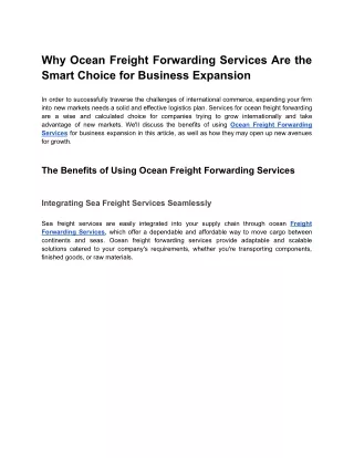 Voyage of Value: The World of Ocean Freight Shipping