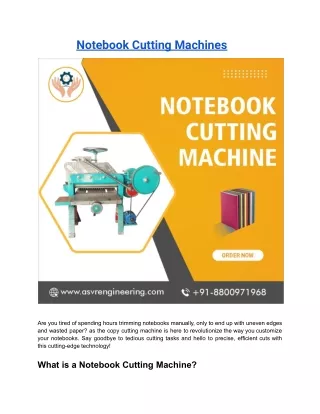 Notebook Cutting Machines