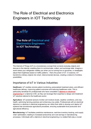 The Role of Electrical and Electronics Engineers in IOT Technology