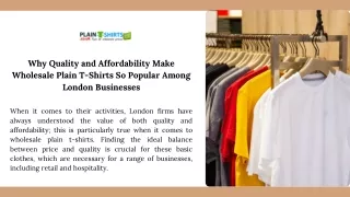 Why Quality and Affordability Make Wholesale Plain T-Shirts So Popular Among London Businesses