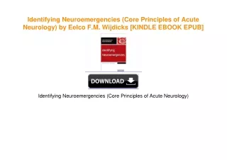 Identifying Neuroemergencies (Core Principles of Acute Neurology) by Eelco F.M. Wijdicks