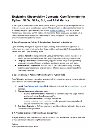 Explaining Observability Concepts_ OpenTelemetry for Python, SLOs, SLAs, SLI, and APM Metrics