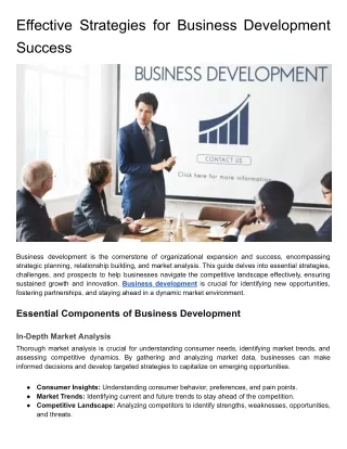 Effective Strategies for Business Development Success