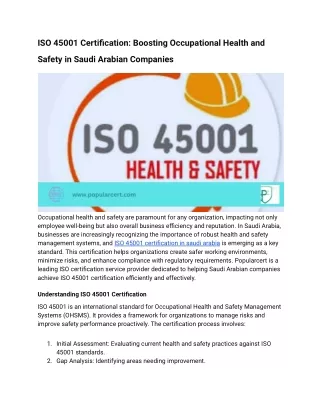 ISO 45001 Certification_ Boosting Occupational Health and Safety in Saudi Arabian Companies
