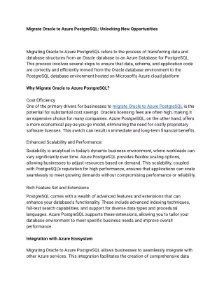 Migrate Oracle to Azure PostgreSQL_ Unlocking New Opportunities