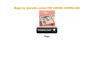 Magic by Jeanette Lynton PDF EBOOK DOWNLOAD