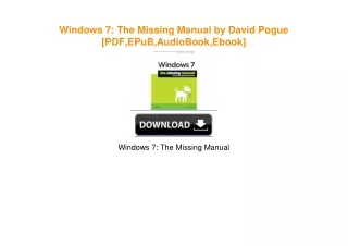 Windows 7: The Missing Manual by David Pogue EBOOK