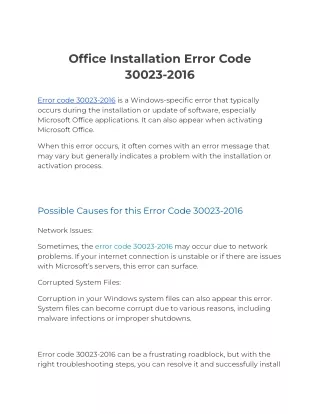 Error Code 30023-2016