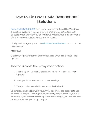 Error Code 0x80080005