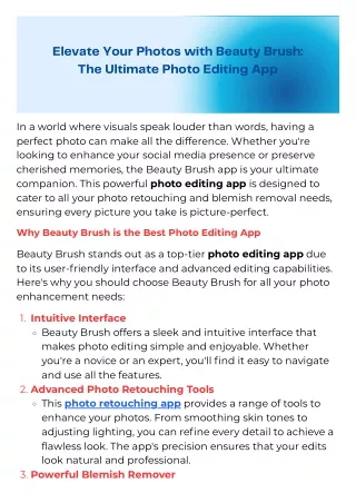 Enhance Photos with the Beauty Brush App: Your Ultimate Photo Editing