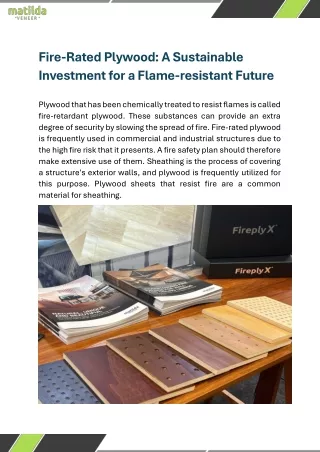 Fire-Rated Plywood A Sustainable Investment for a Flame-resistant Future