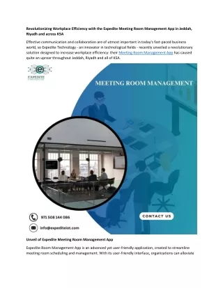 Workplace Efficiency with the Expedite Meeting Room Management App in KSA