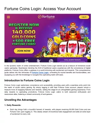 Fortune Coins Login: Access Your Account
