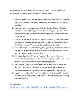 Transform Your Business with These 7 Perks of Legacy App Modernization