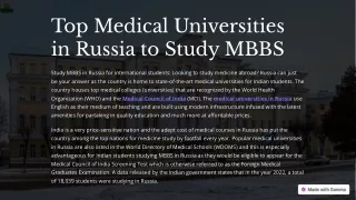 Top Medical Universities in Russia to Study MBBS