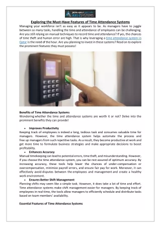 Time & Attendance Systems in Qatar | Boost Efficiency | Axle Systems