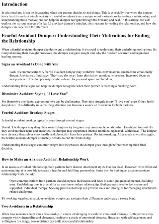 Fearful Avoidant Dumper: Understanding Their Motivations for Ending the Relation