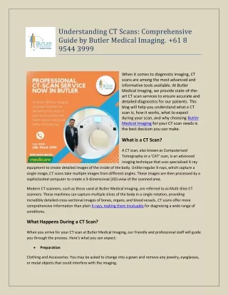 Understanding CT Scans: Comprehensive Guide by Butler Medical Imaging.  61 8954