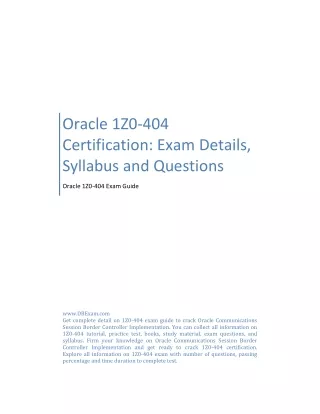 Oracle 1Z0-404 Certification: Exam Details, Syllabus and Questions