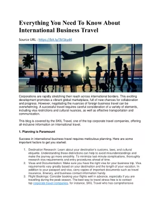 Everything You Need To Know About International Business Travel