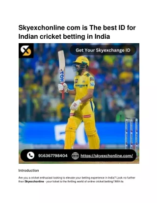 Skyexchonline com is The best ID for Indian cricket betting in India