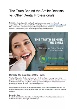 The Truth Behind the Smile: Dentists vs. Other Dental Professionals