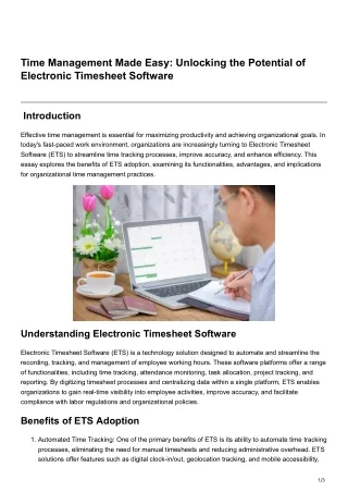 Time Management Made Easy Unlocking the Potential of Electronic Timesheet Software