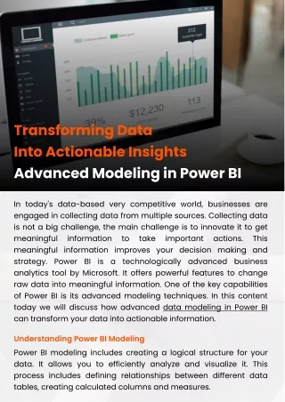 Transforming Data into Actionable Insights Advanced Modeling in Power BI