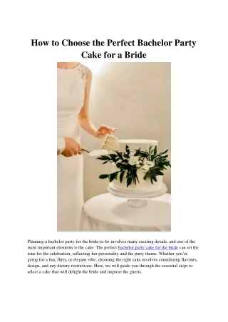 How to Choose the Perfect Bachelor Party Cake for a Bride