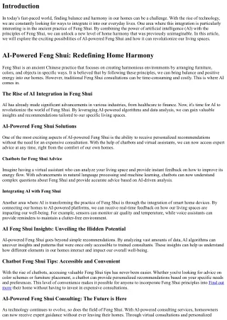 AI-Powered Feng Shui: The Future of Home Harmony