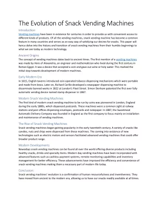 The Evolution of Snack Vending Machines