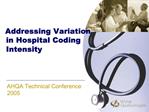 Addressing Variation in Hospital Coding Intensity