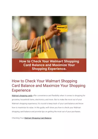 How to Check Your Walmart Shopping Card Balance and Maximize Your Shopping Experience