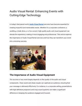 Audio Visual Rental_ Enhancing Events with Cutting-Edge Technology