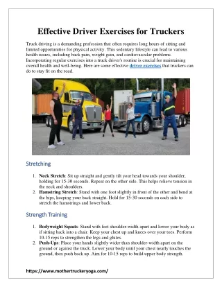 Effective Driver Exercises for Truckers