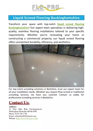 Liquid Screed Flooring Buckinghamshire