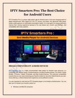 IPTV Smarters Pro - The Best Choice for Android Users