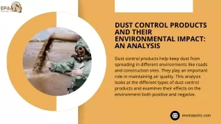Dust Control Products and Their Environmental Impact: An Analysis