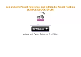 sed and awk Pocket Reference, 2nd Edition by Arnold Robbins [KINDLE EBOOK EPUB]