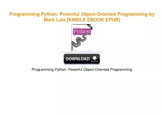 Programming Python: Powerful Object-Oriented Programming by Mark Lutz EBOOK