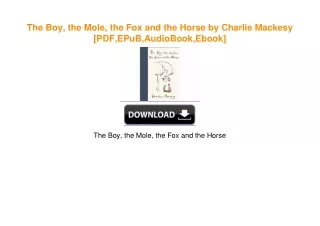 The Boy, the Mole, the Fox and the Horse by Charlie Mackesy [PDF EPUB KINDLE]