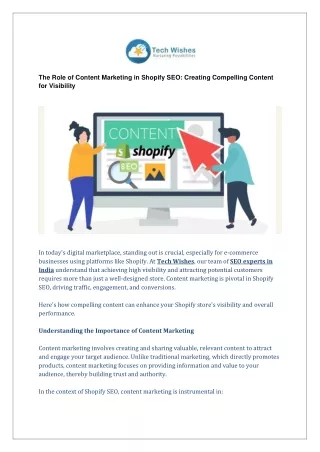 The Role of Content Marketing in Shopify SEO: Creating Compelling Content for Visibility