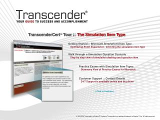 TranscenderCert TM Tour :: The Simulation Item Type
