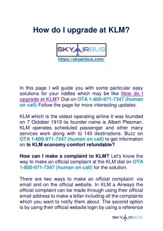 How do I upgrade at KLM
