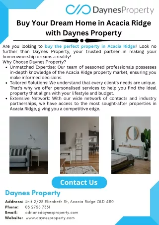 Buy Your Dream Home in Acacia Ridge with Daynes Property