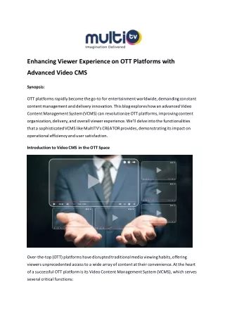 Enhancing Viewer Experience on OTT Platforms with Advanced Video CMS