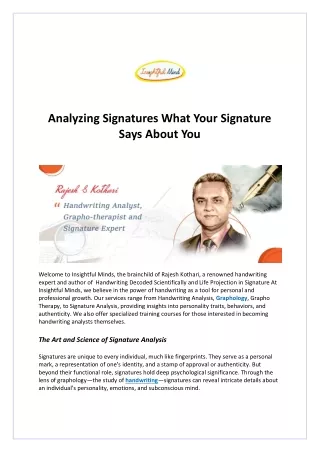 Analyzing Signatures What Your Signature Says About You